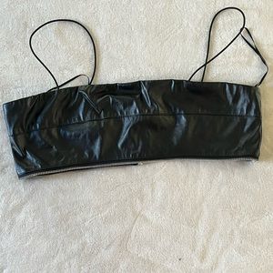 Black leather tube top